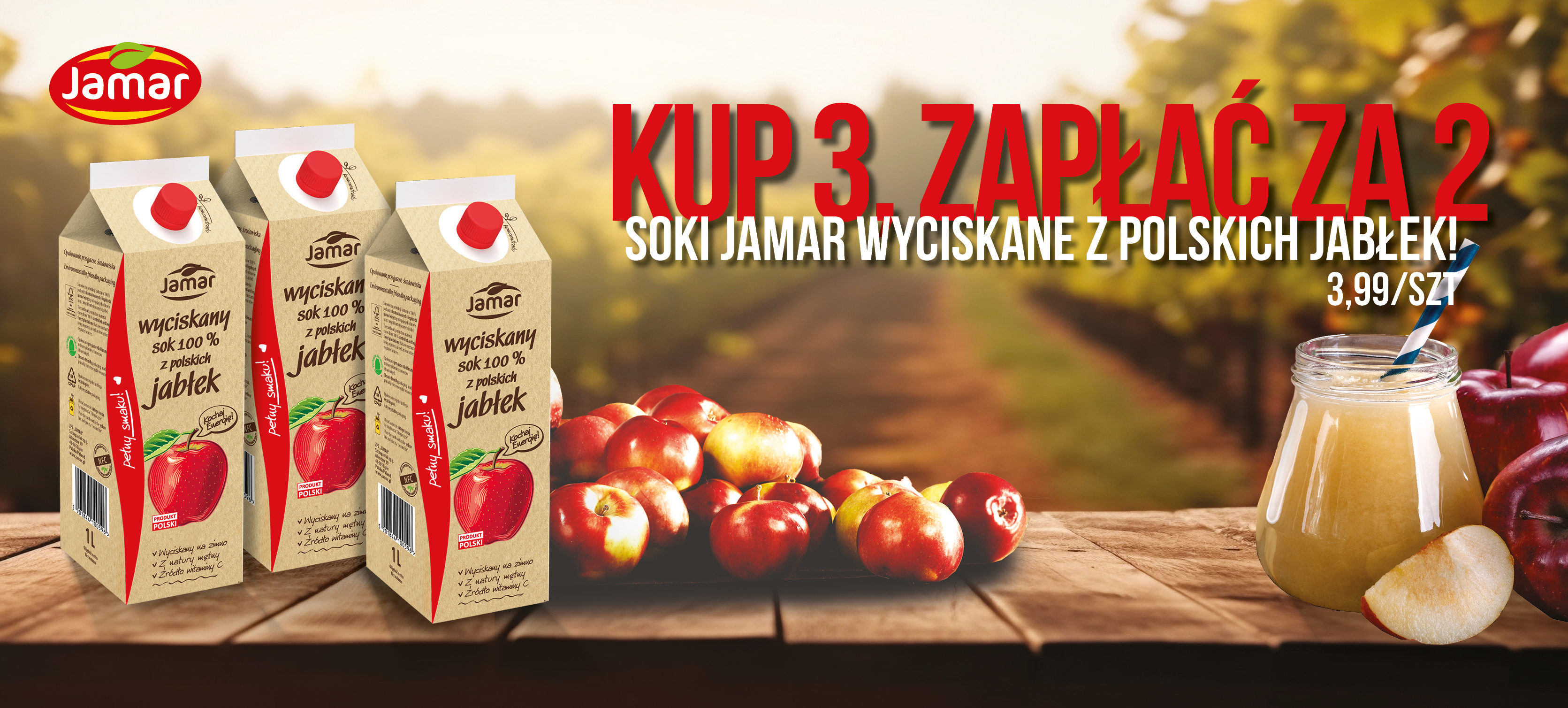 Jamar - soki wyciskane z polskich jabłek - kup 3, zapłać za 2