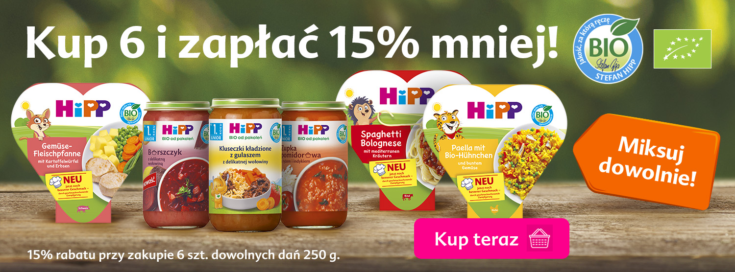 Hipp wszystkie dania 250 g - kup 6 i zapłać 15% mniej