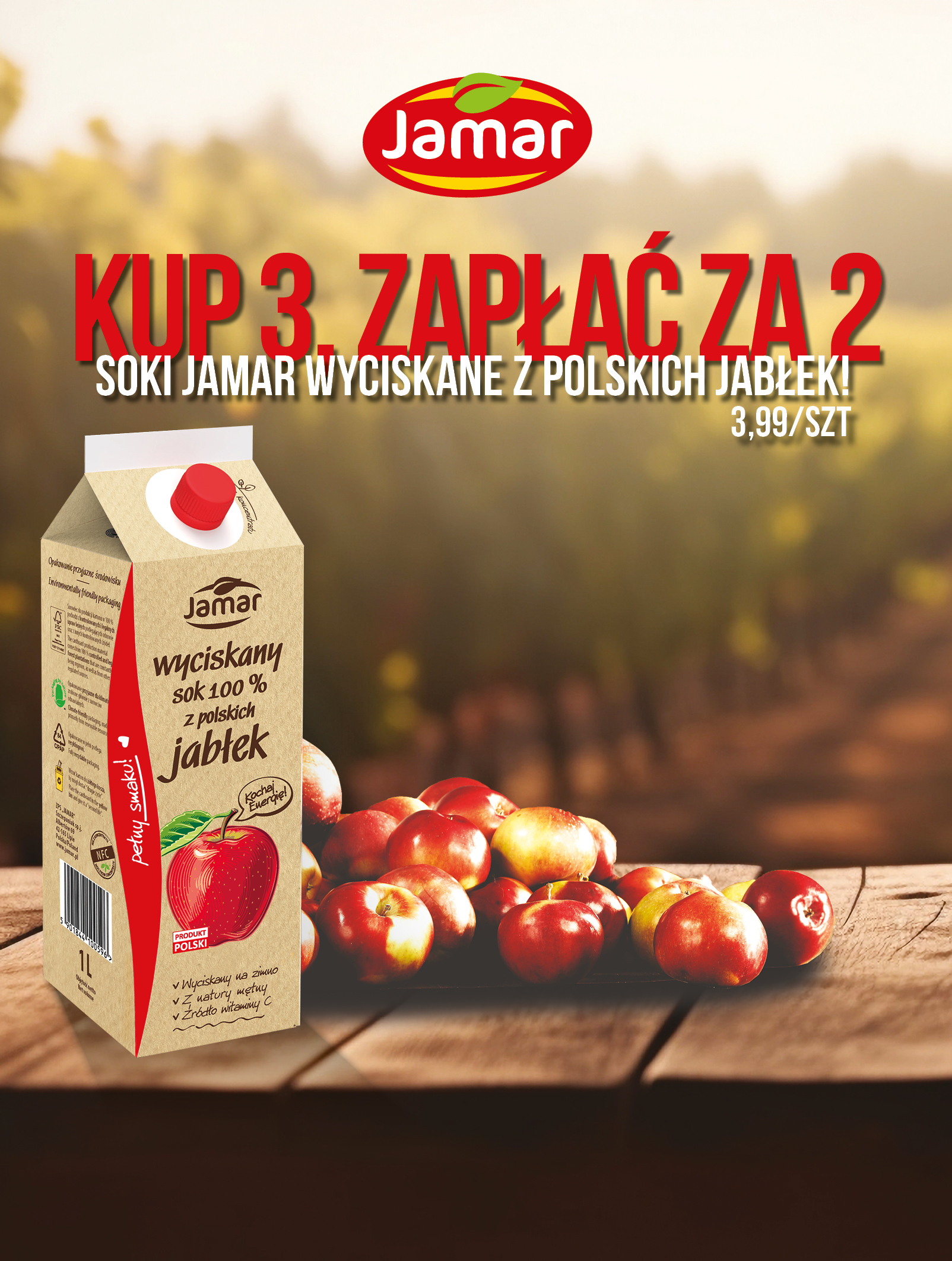 Jamar - soki wyciskane z polskich jabłek - kup 3, zapłać za 2