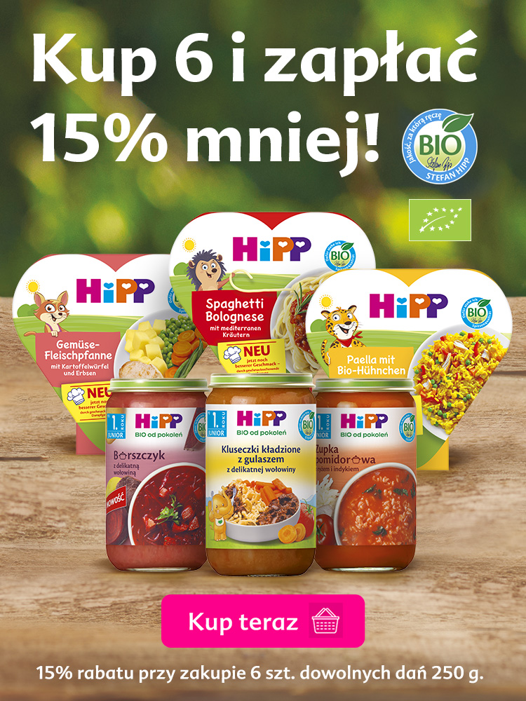 Hipp wszystkie dania 250 g - kup 6 i zapłać 15% mniej