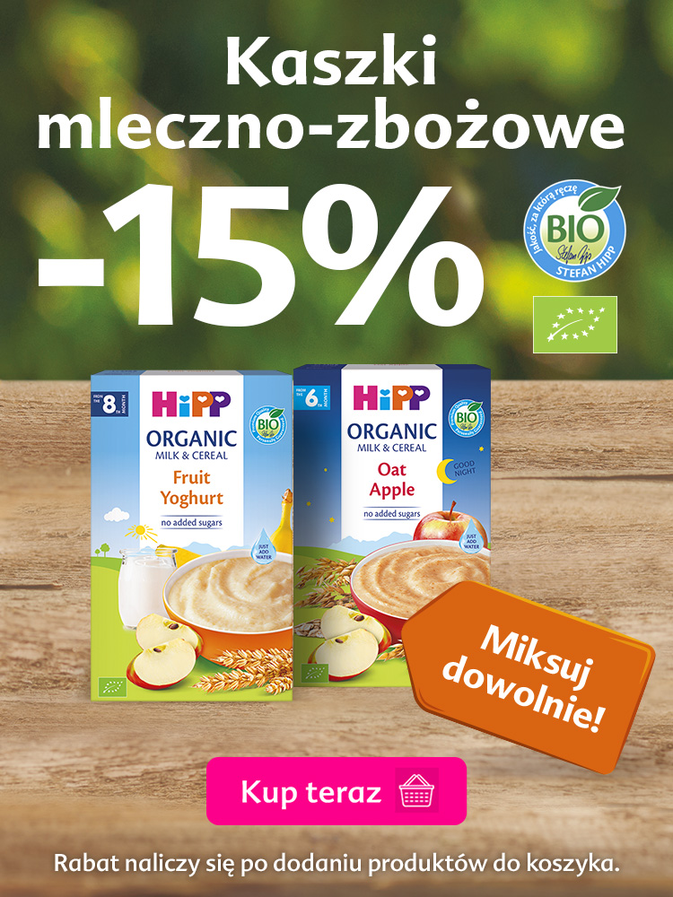 Hipp kaszki mleczno - zbożowe, 15% rabatu po dodaniu do koszyka