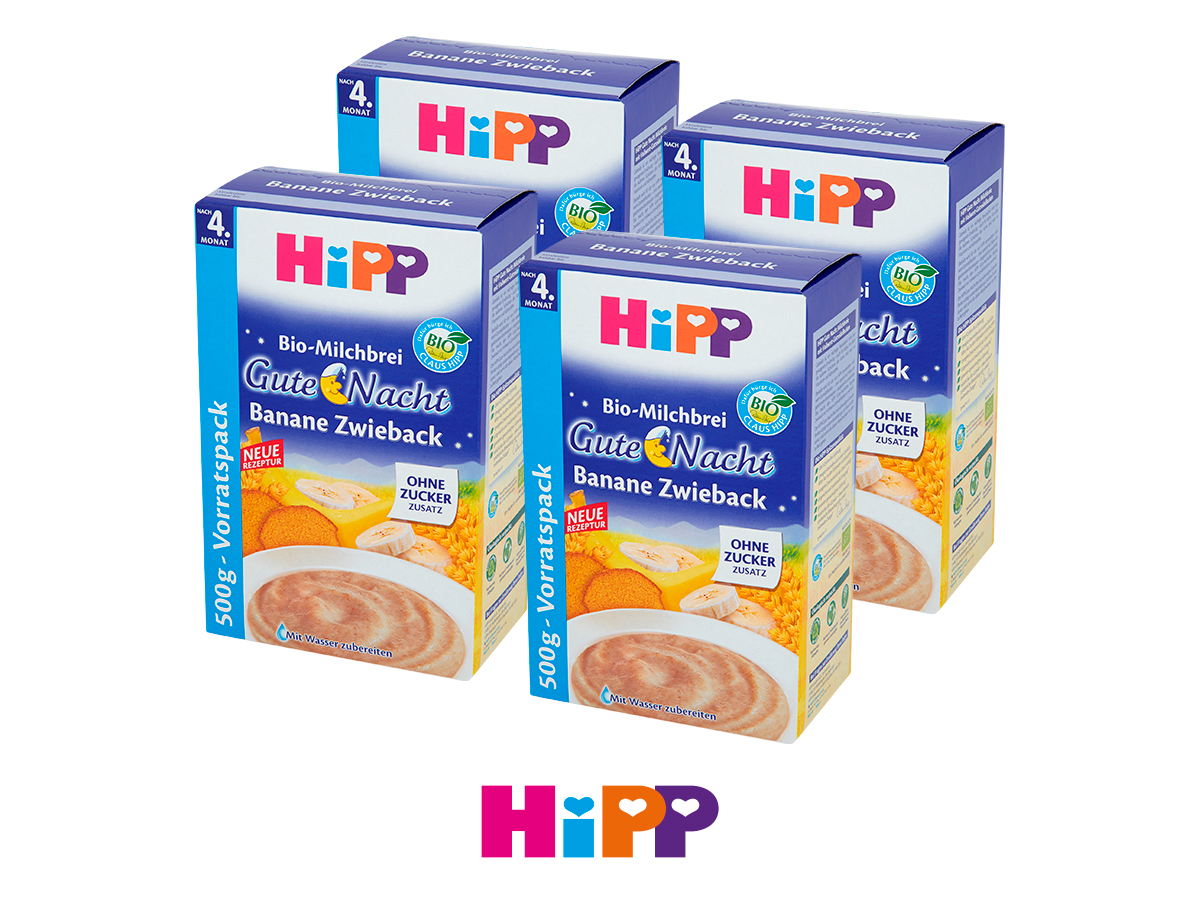 Hipp porridge lait - céréales Bonne nuit BIO bananes biscottes