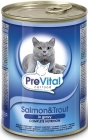 PreVital Comida húmeda para gatos adultos con salmón y trucha
