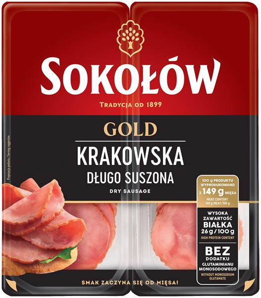 Oro Cracovia salchicha seca , cortada