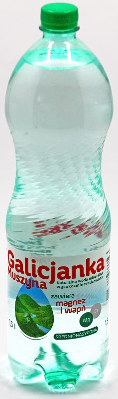 Galicjanka, a natural mineral water with calcium and magnesium, medium saturated with CO2