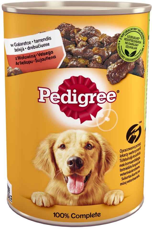 Pedigree jedzenie dla psów dorosłych, puszka z wołowiną w delikatnej galaretce