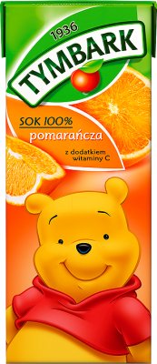 Tymbark sok 100%, kartonik 200ml ze słomką pomarańczowy