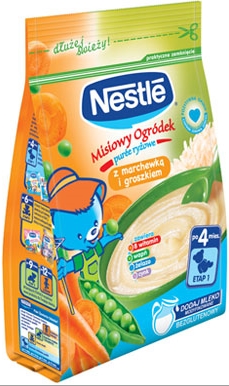 Nestle Misiowy Ogródek puree ryżowe z marchewką i groszkiem