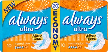 Always Ultra Normal Plus 4 krople podpaski Economy Duo 2 x 10 sztuk