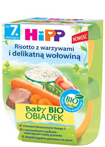 Baby BIO Obiadek Risotto z warzywami i delikatną wołowiną 2 x 220 g HiPP