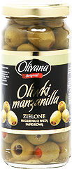 Olive green pitted olives original manzanilla with paprika pate