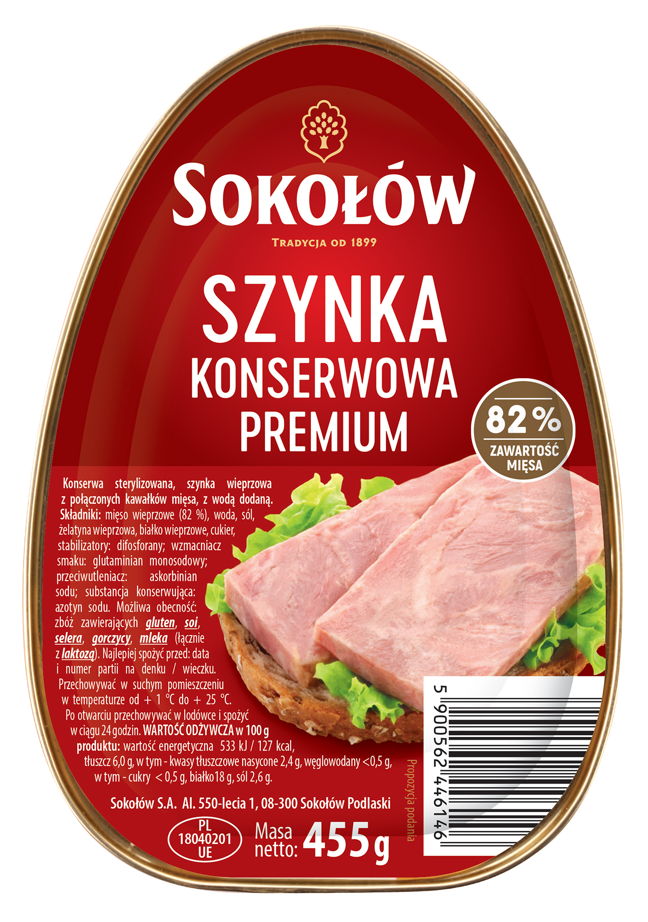 Sokołów Szynka konserwowa Premium, puszka