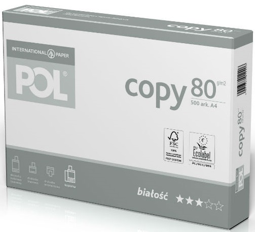 Papier ksero Pol copy 80g/m2 500 kartek A4