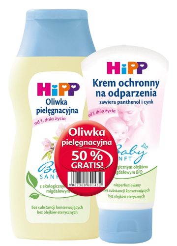 HiPP Zestaw promocyjny Krem ochronny na odparzenia + Oliwka pielęgnacyjna 50% GRATIS