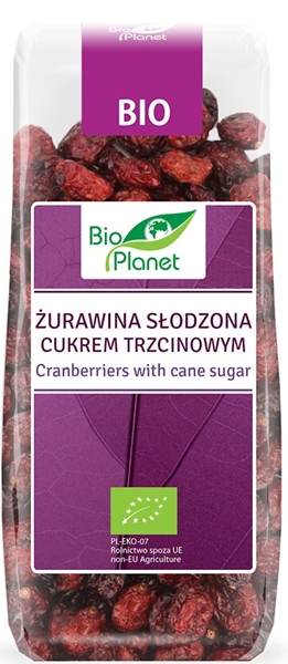 Bio Planet żurawina słodzona cukrem  trzcinowym BIO