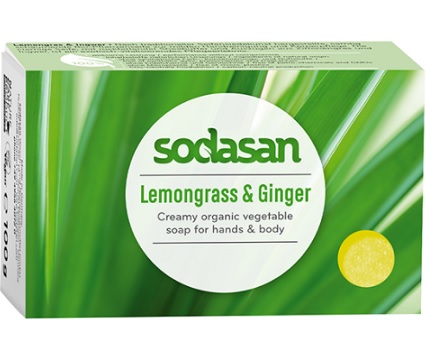 Sodasan Cosmetics ekologiczne mydło o zapachu trawy cytrynowej  i imbiru BIO