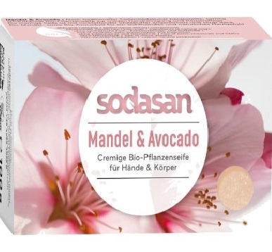 Sodasan Cosmetics organic soap with the scent of almonds and avocado BIO