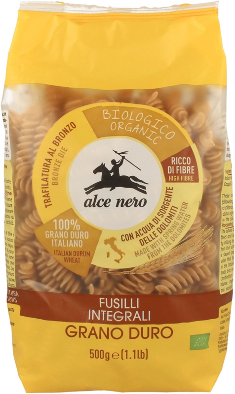 Alce Nero wholemeal semolina pasta BIO fusilli