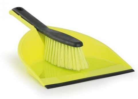 + dustpan brush with rubber clip green