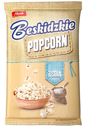 Aksam Popcorn Beskidzki do przyrządzania w kuchence mikrofalowej solone