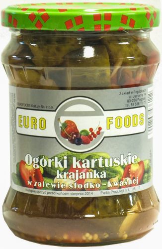Euro Foods ogórki kartuskie krajanka w zalewie słodko- kwaśnej