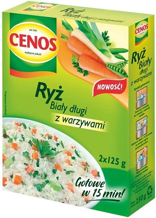 Cenos ryż biały długi w torebkach 2x125 g z warzywami