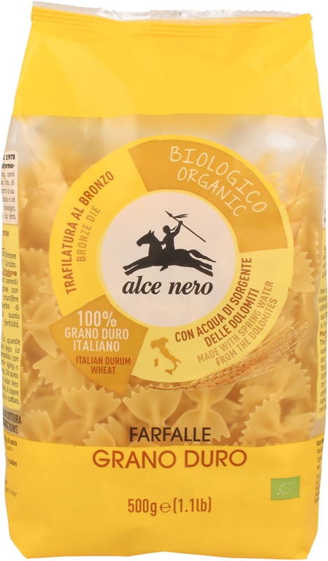 PASTA FARFALLE ( SEMOLINA ) 500g BIO - ALCE NERO