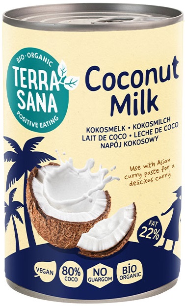 Terrasana Bebida de coco sin goma guar, 22% grasa ecológica 