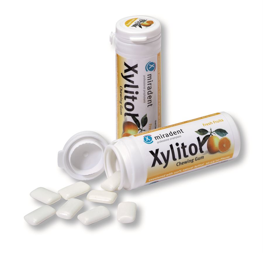 Goma de mascar Miradent Xylitol cítricos