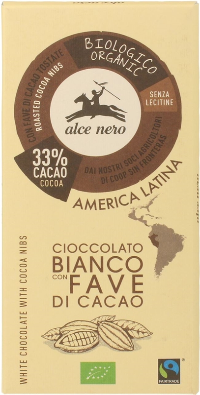 Alce Nero czekolada biała z kawałkami kakao BIO
