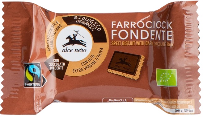 Alce Nero Herbatniki orkiszowe z gorzką czekoladą fair trade BIO