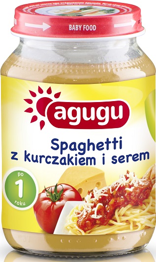 Agugu obiadek spaghetti z kurczakiem i serem
