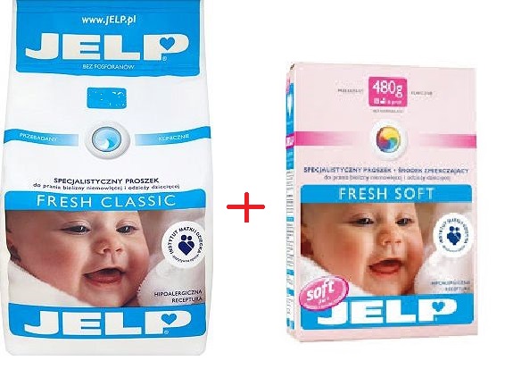 Jelp Fresh Classic hipoalergiczny specjalistyczny proszek do białego prania 1,6kg + fresh soft 480g