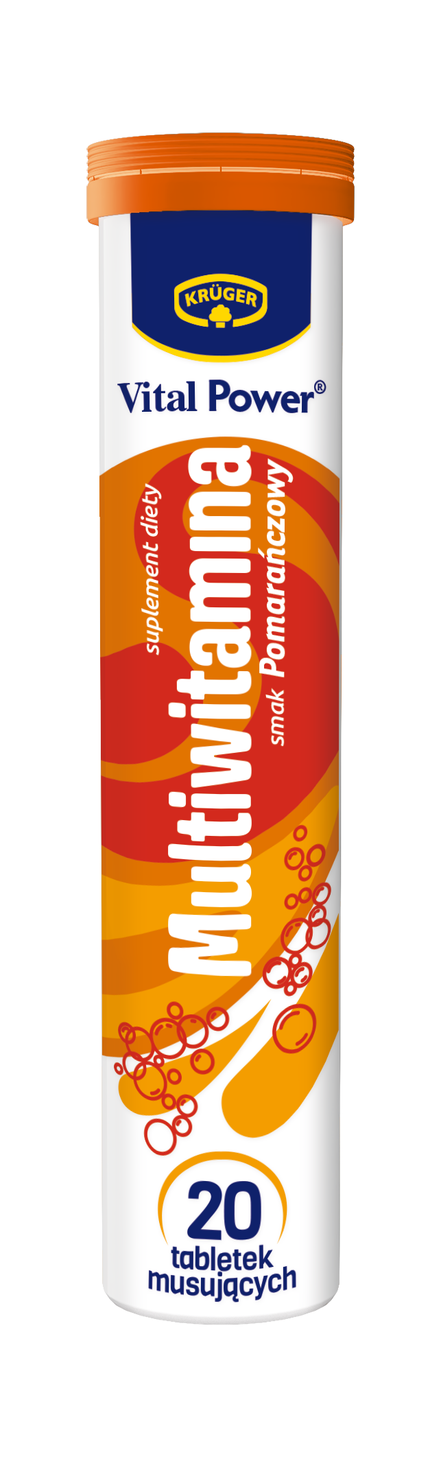 Vital Power Multiwitamina Suplement diety. Tabletki musujące o smaku pomarańczowym