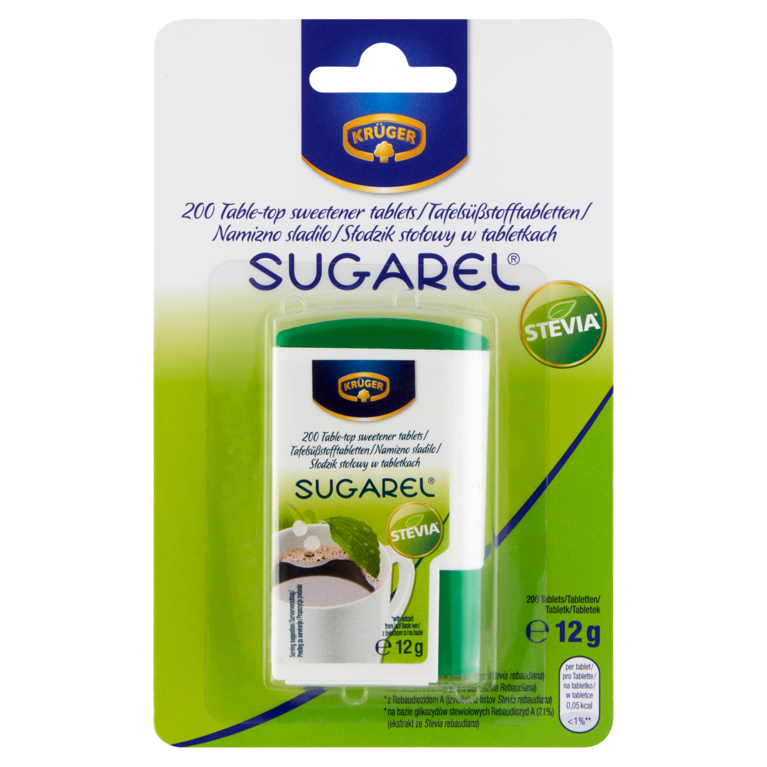 Krüger Słodzik Sugarel 200 Słodzik stołowy w tabletkach na bazie glikozydów stewiolowych