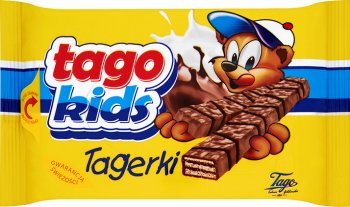 Tago Kids Tagerki wafelki z nadzieniem kakaowym w mlecznej czekoladzie