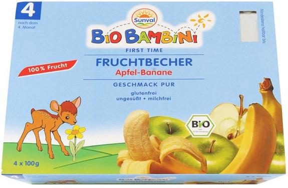 Bio Bambini mus 100% z ekologicznych jabłek i bananów 4 x 100g