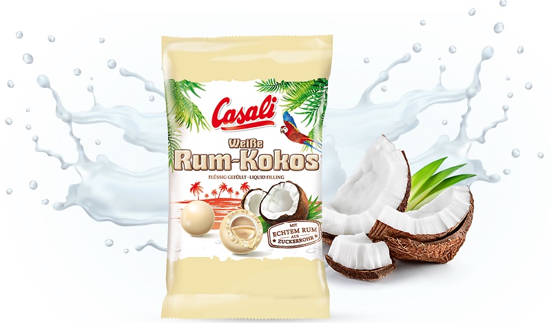 Noix de coco sucrée Casali bourré de alkoholizowanym en sauce au chocolat blanc