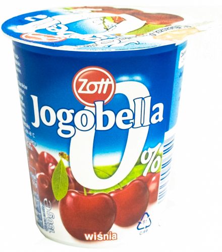 Zott Jogobella jogurt owocowy 0% tłuszczu, 0% dodatku cukrów wiśnia
