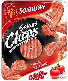 Salami -Chips mit dem Geschmack von Ketchup