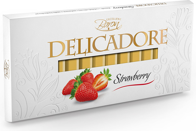 ausgezeichnete delicadore Erdbeermilch Schokolade mit Füllungen mit dem Geschmack von Erdbeeren