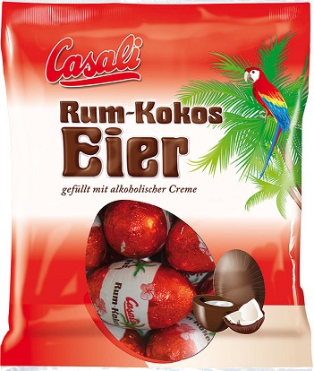Casali chocolate eggs stuffed with coconut- rum