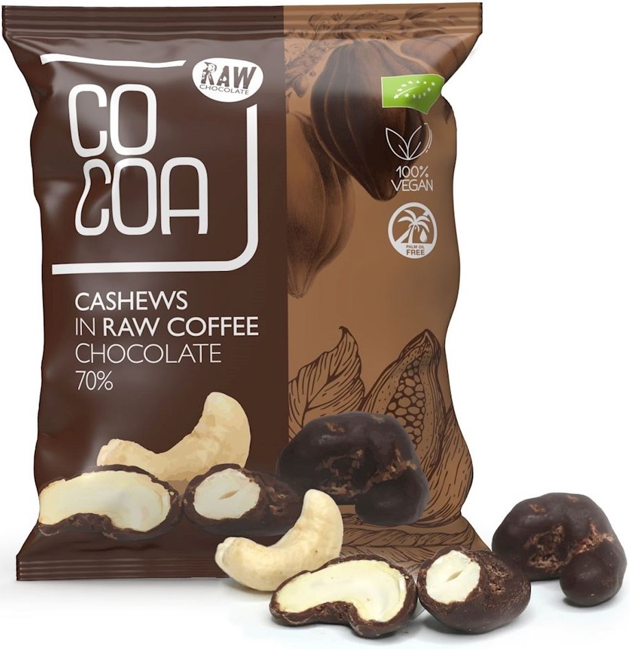 Cocoa Orzechy nerkowca w surowej czekoladzie kawowej 70% BIO