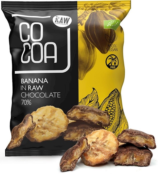 Cocoa bananas in raw chocolate ORGANIC 