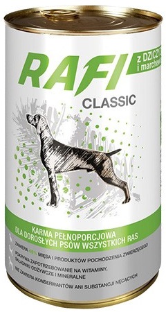 Rafi alimento clásico para perros adultos de todas las razas con juego y zanahorias