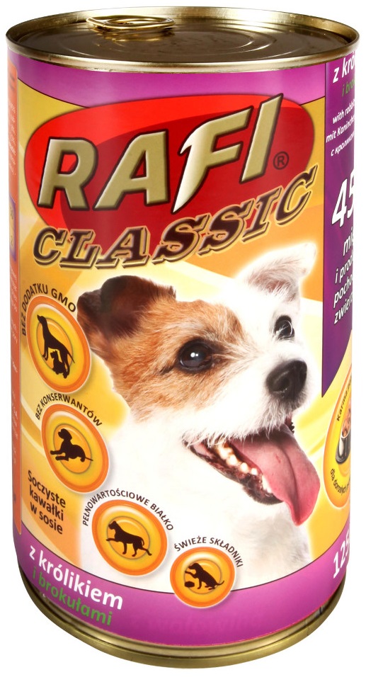 Rafi alimento clásico para perros adultos de todas las razas de conejo y el brócoli
