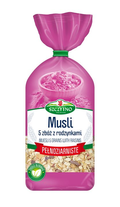 Melvit-Szczytno pełnoziarniste musli 5 zbóż z rodzynkami