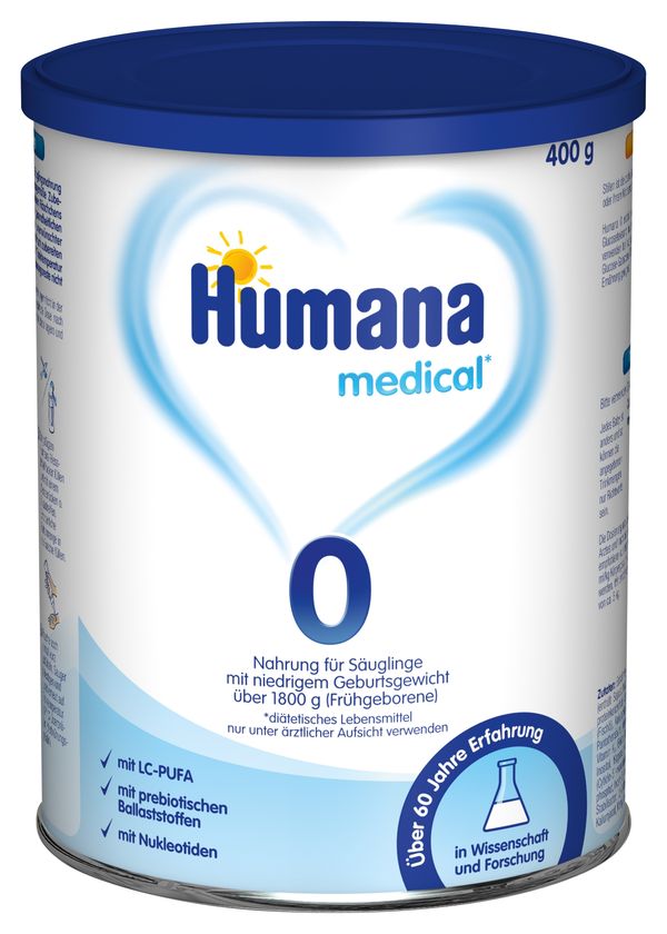 Humana 0 infant milk for premature babies weighing more than 1800g