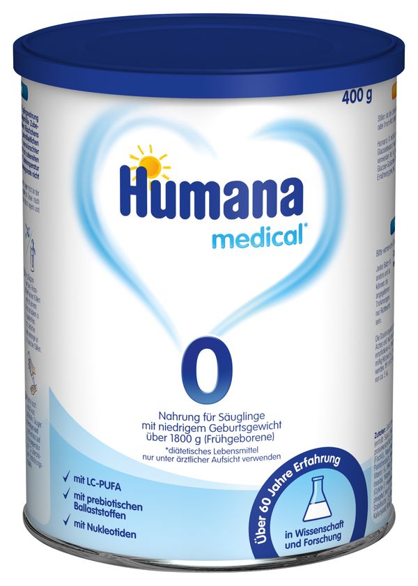 Humana leche infantil 0 para los bebés prematuros con peso superior a 1800 g