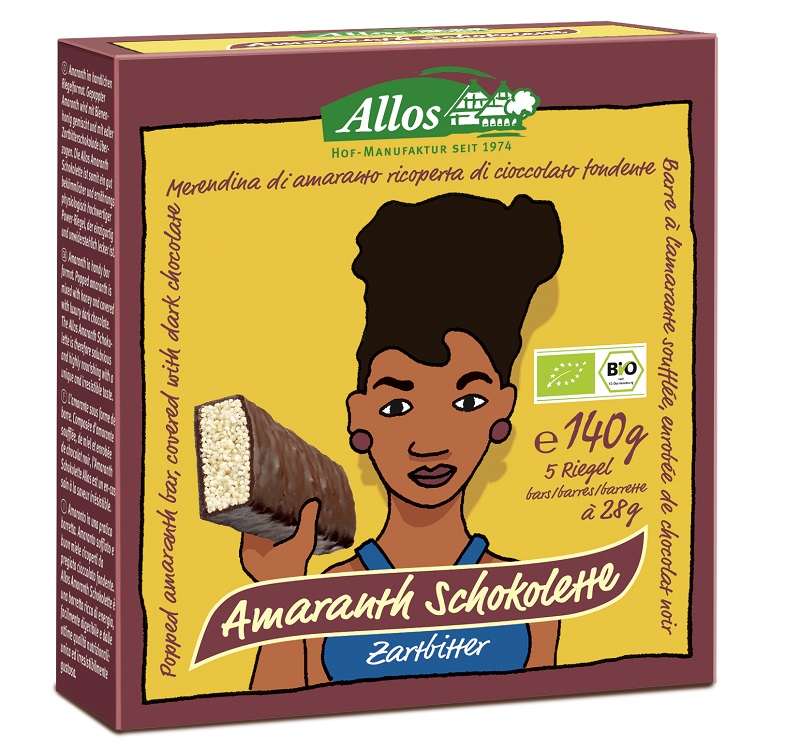 Allos Baton amarantusowy in dunkler Schokolade BIO 5 Stück